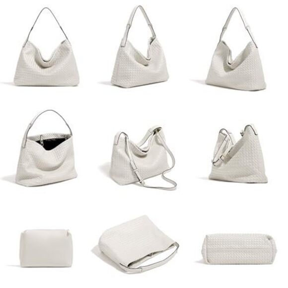 Modern Boston Satchel Woven Vegan Textured Handbags Female Satchel Messenger - Picture 6 of 9